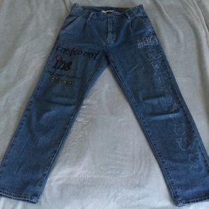 CUSTOM Medium wash denim graphic boyfriend jeans